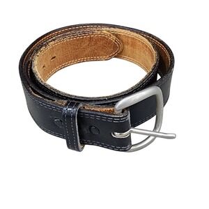 Vintage Justin Black Leather Belt 36 W7 Top Grain Cowhide USA Western Casual